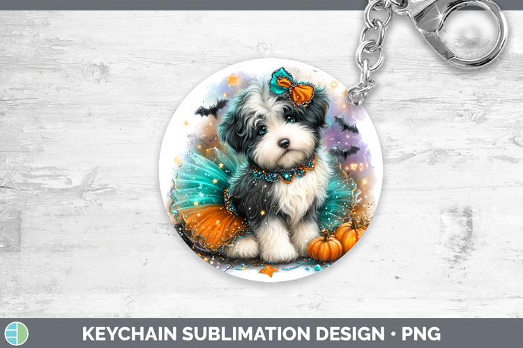 Dogs 01 Halloween Old English Sheepdog Keychain Sublimation