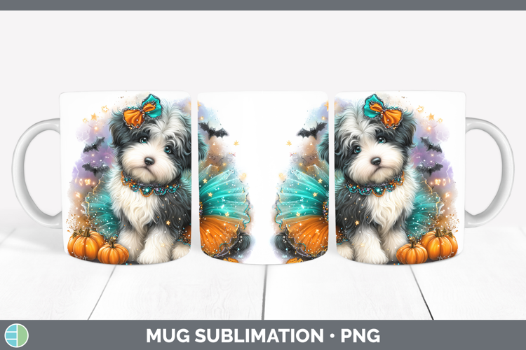 Dogs 01 Halloween Old English Sheepdog Mug Wrap Sublimation