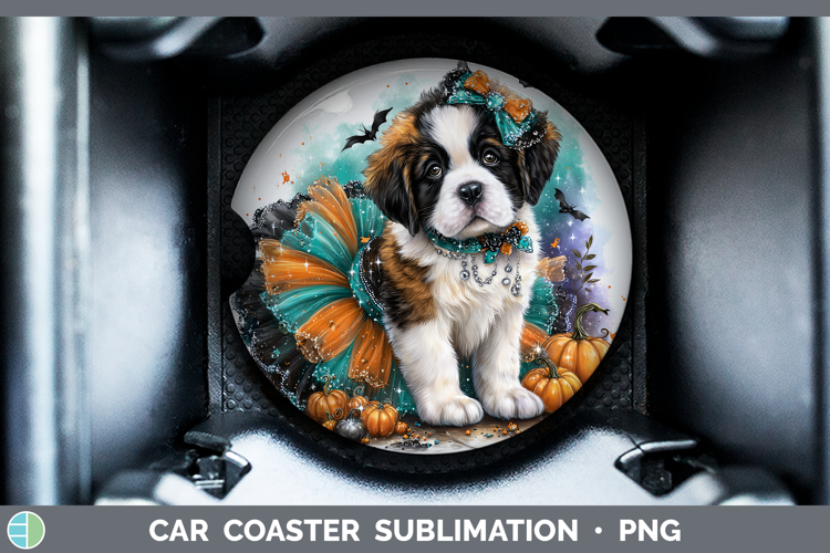 Dogs 01 Halloween Saint Bernard Car Coaster Sublimation Des