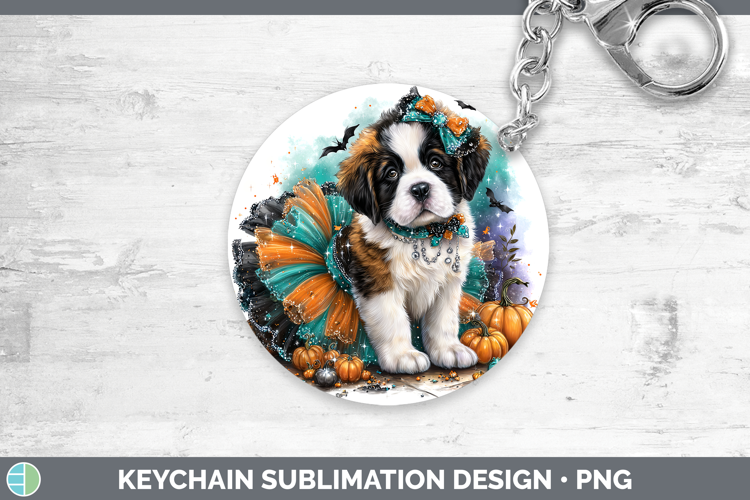 Dogs 01 Halloween Saint Bernard Keychain Sublimation Keyring