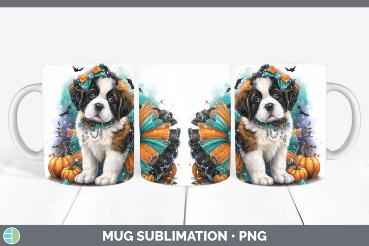 Dogs 01 Halloween Saint Bernard Mug Wrap Sublimation Coffee