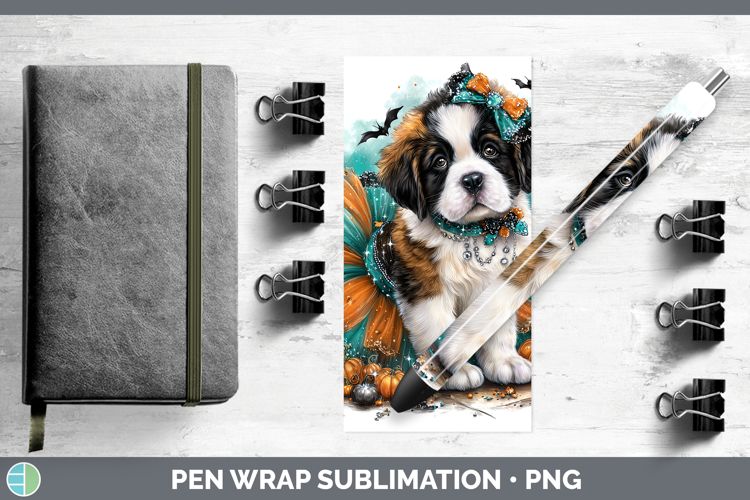 Dogs 01 Halloween Saint Bernard Pen Wrap Sublimation Pen Des