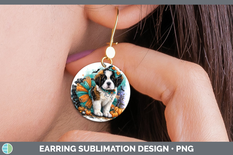 Dogs 01 Halloween Saint Bernard Round Earrings Sublimation E