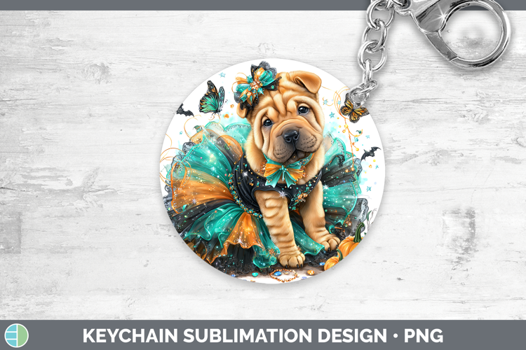 Dogs 01 Halloween Shar Pei Keychain Sublimation Keyring Desi