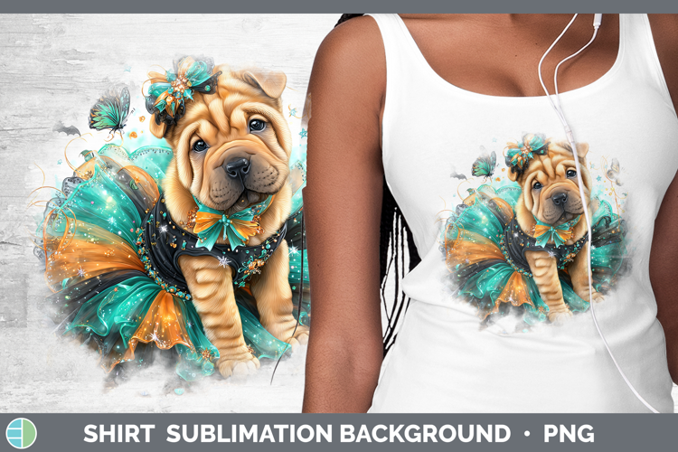 Dogs 01 Halloween Shar Pei Shirt Sublimation Background Desi