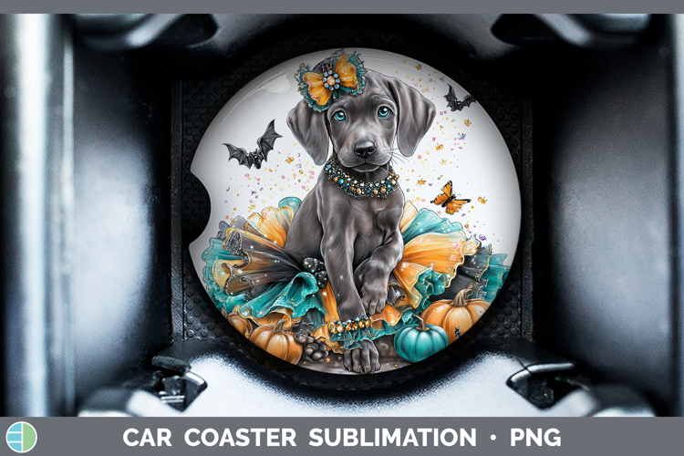 Dogs 01 Halloween Weimaraner Car Coaster Sublimation Design