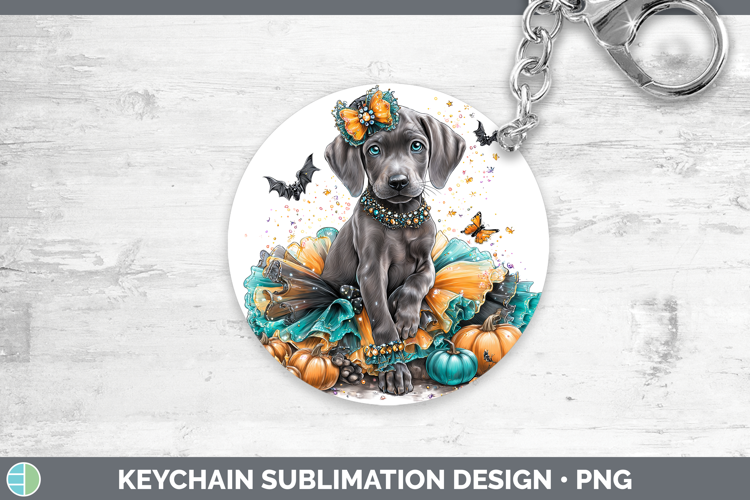 Dogs 01 Halloween Weimaraner Keychain Sublimation Keyring De
