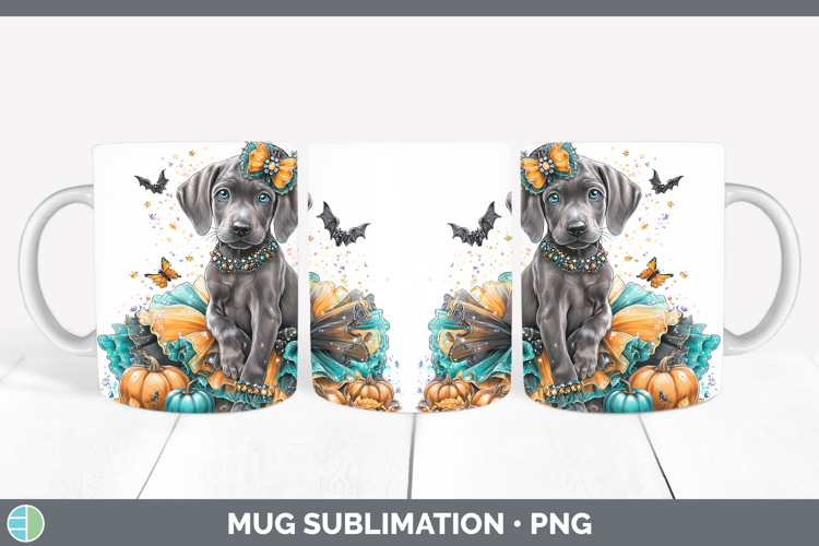 Dogs 01 Halloween Weimaraner Mug Wrap Sublimation Coffee Cup