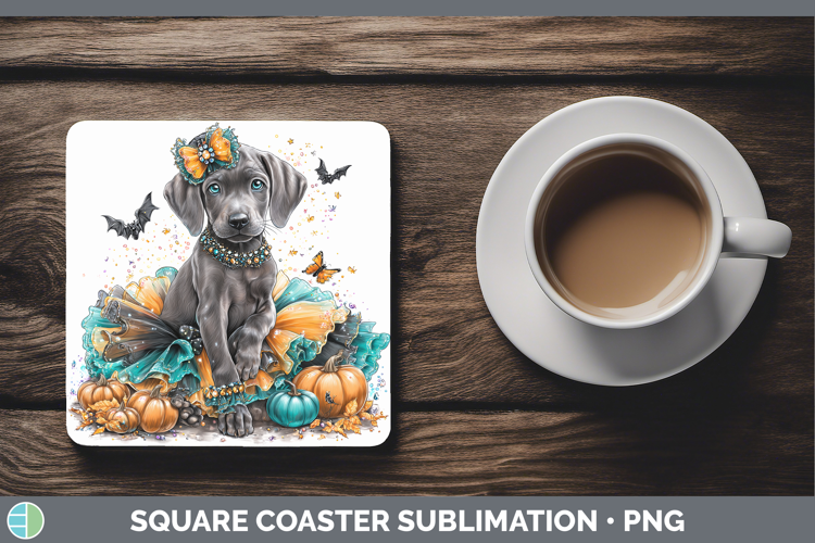 Dogs 01 Halloween Weimaraner Square Coaster Sublimation Coas