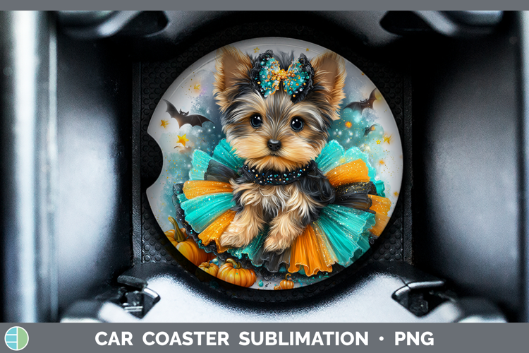 Dogs 01 Halloween Yorkshire Terrier Car Coaster Sublimation