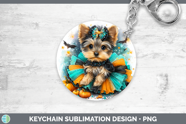 Dogs 01 Halloween Yorkshire Terrier Keychain Sublimation Key