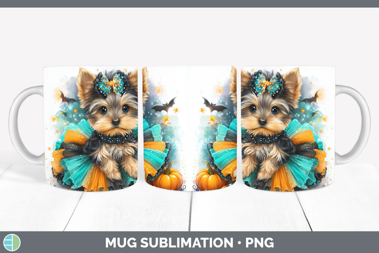 Dogs 01 Halloween Yorkshire Terrier Mug Wrap Sublimation Cof