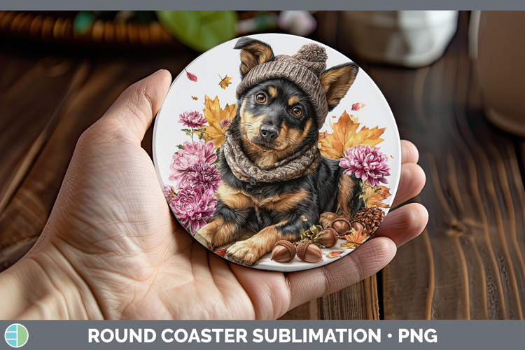 Australian Kelpie Dogs 01 Knit Hat Round Coaster Sublimation