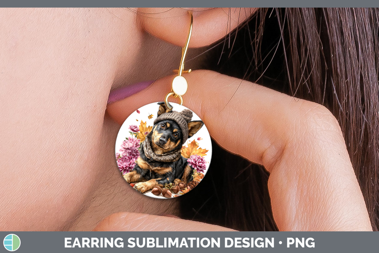 Australian Kelpie Dogs 01 Knit Hat Round Earrings Sublimatio