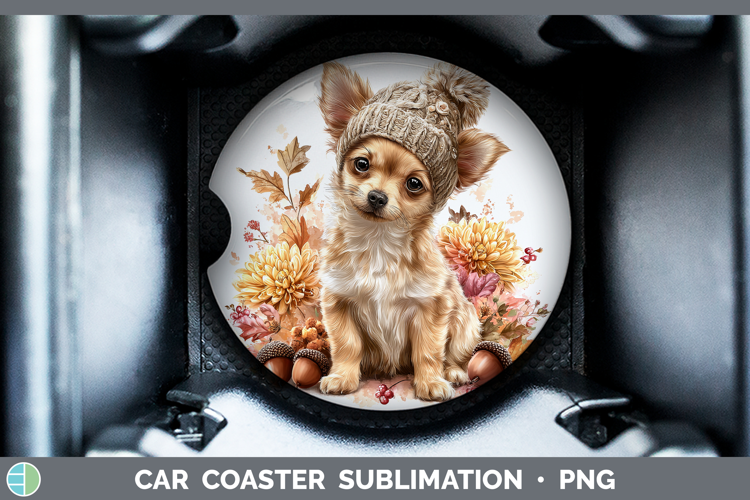 Chihuahua Dogs 01 Knit Hat Car Coaster Sublimation Design