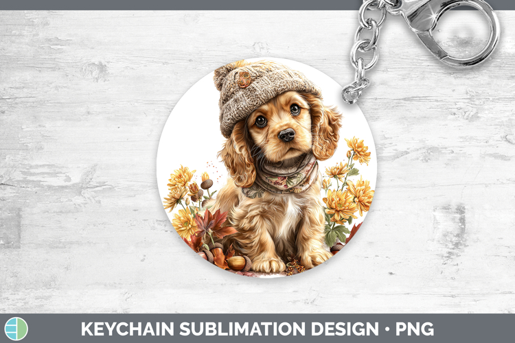 Cocker Spaniel Dogs 01 Knit Hat Keychain Sublimation Design