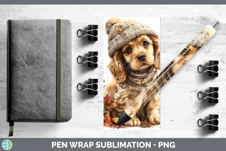 Cocker Spaniel Dogs 01 Knit Hat Pen Wrap Sublimation Design