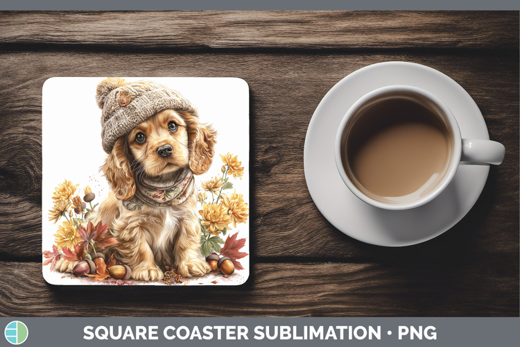 Cocker Spaniel Dogs 01 Knit Hat Square Coaster Sublimation D