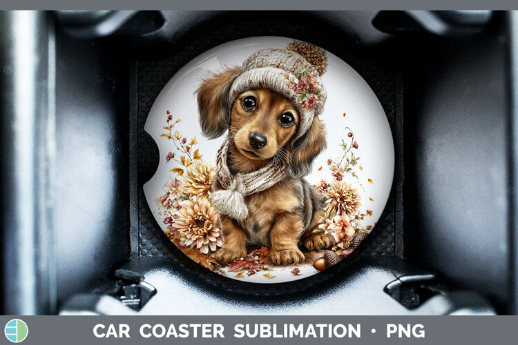 GorgeousDogs 01 Knit Hat Car Coaster design.