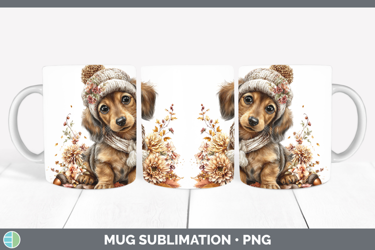 Dachshund Dogs 01 Knit Hat Mug Wrap Sublimation Design