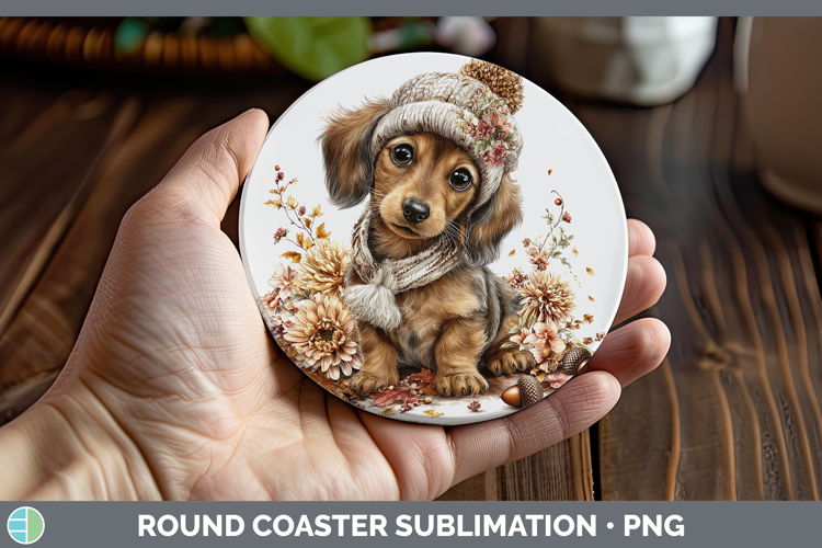 Dachshund Dogs 01 Knit Hat Round Coaster Sublimation Design