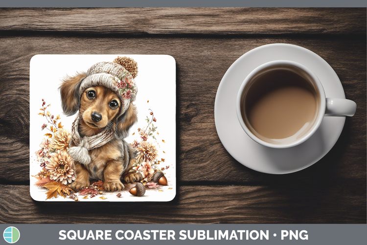 Dachshund Dogs 01 Knit Hat Square Coaster Sublimation Design