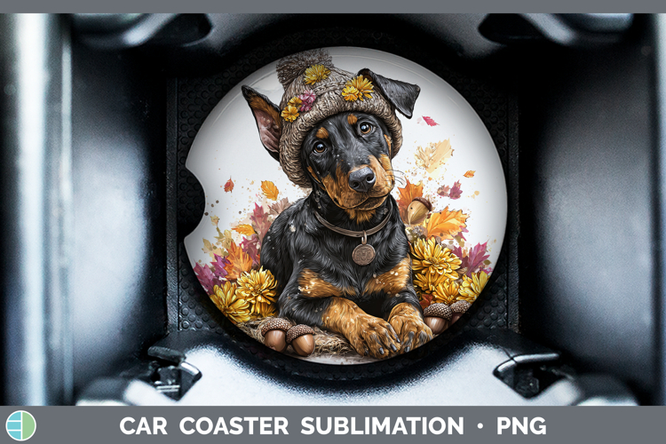 Doberman Pinscher Dogs 01 Knit Hat Car Coaster Sublimation D