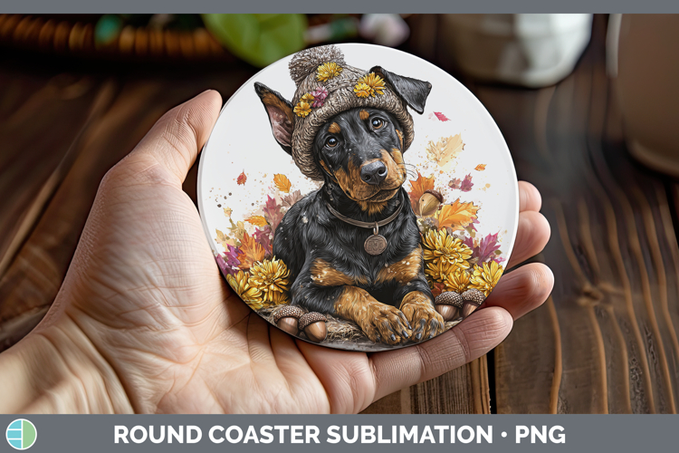 Doberman Pinscher Dogs 01 Knit Hat Round Coaster Sublimation