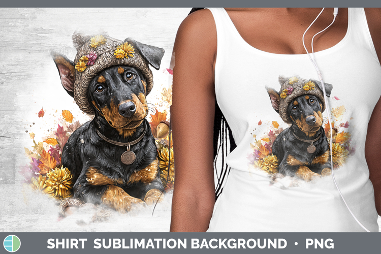 Doberman Pinscher Dogs 01 Knit Hat Shirt Sublimation Design