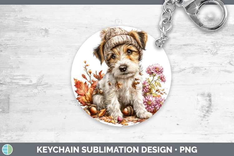 Fox Terrier Dogs 01 Knit Hat Keychain Sublimation Design