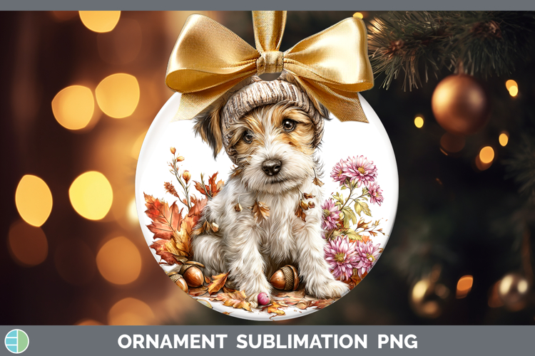 Fox Terrier Dogs 01 Knit Hat Ornament Sublimation Design