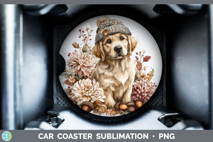 Golden Retriever Dogs 01 Knit Hat Car Coaster Sublimation De
