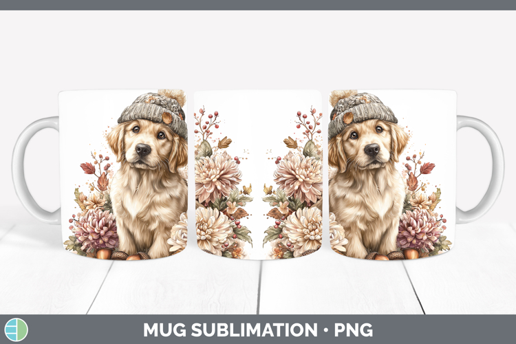 Golden Retriever Dogs 01 Knit Hat Mug Wrap Sublimation Desig