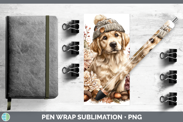 Golden Retriever Dogs 01 Knit Hat Pen Wrap Sublimation Desig