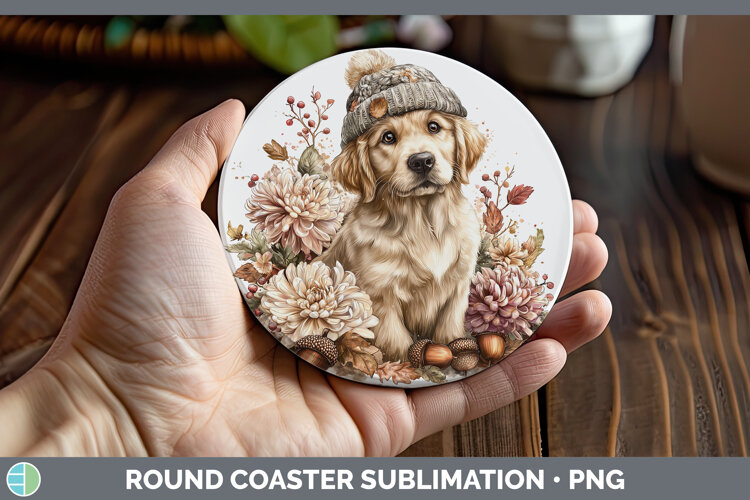 GorgeousDogs 01 Knit Hat Round Coaster design.