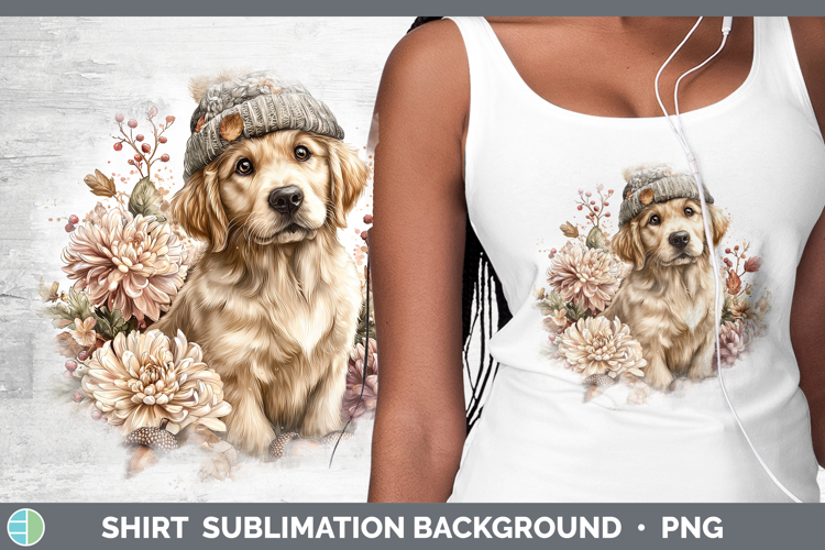 Golden Retriever Dogs 01 Knit Hat Shirt Sublimation Design