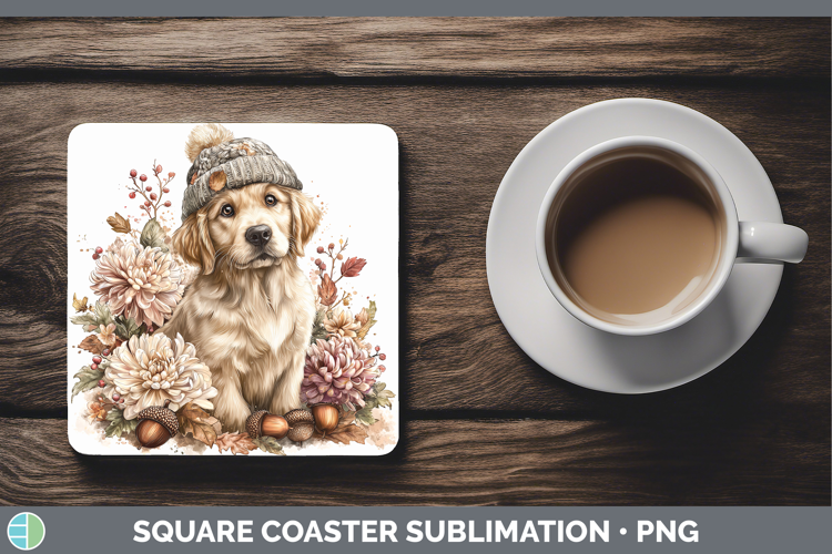 Golden Retriever Dogs 01 Knit Hat Square Coaster Sublimation