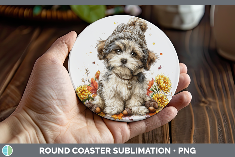 Lhasa Apso Dogs 01 Knit Hat Round Coaster Sublimation Design