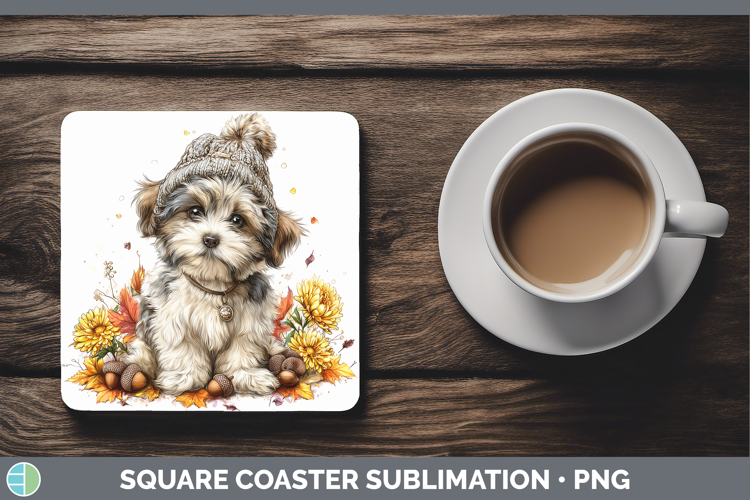 Lhasa Apso Dogs 01 Knit Hat Square Coaster Sublimation Desig