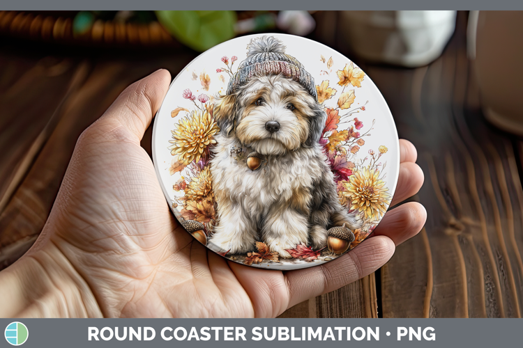 Old English Sheepdog Dogs 01 Knit Hat Round Coaster Sublimat