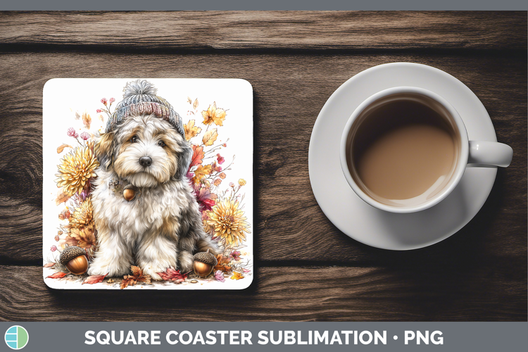 Old English Sheepdog Dogs 01 Knit Hat Square Coaster Sublima