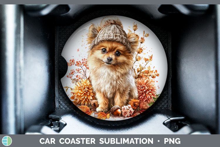 Pomeranian Dogs 01 Knit Hat Car Coaster Sublimation Design