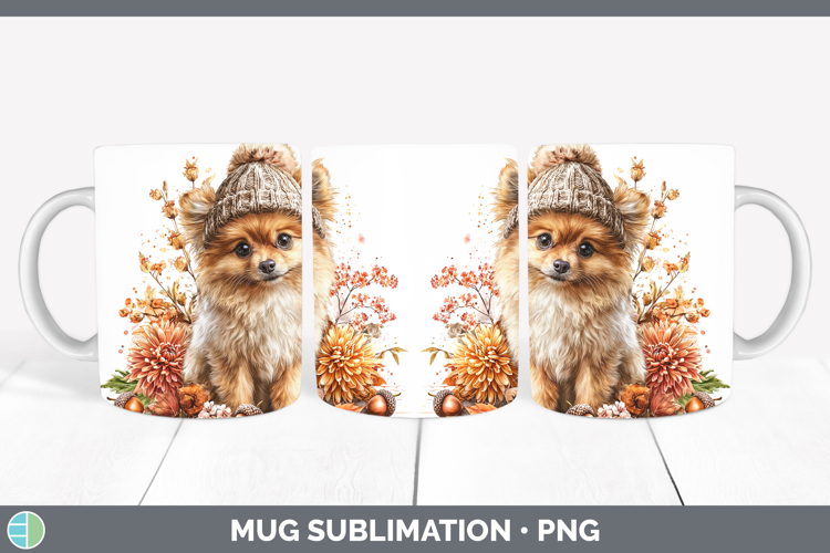Pomeranian Dogs 01 Knit Hat Mug Wrap Sublimation Design
