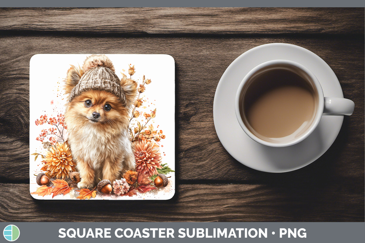 Pomeranian Dogs 01 Knit Hat Square Coaster Sublimation Desig