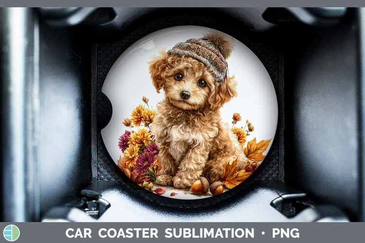 Poodle Dogs 01 Knit Hat Car Coaster Sublimation Design