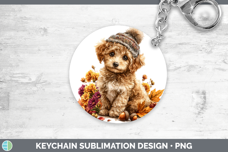 Poodle Dogs 01 Knit Hat Keychain Sublimation Design
