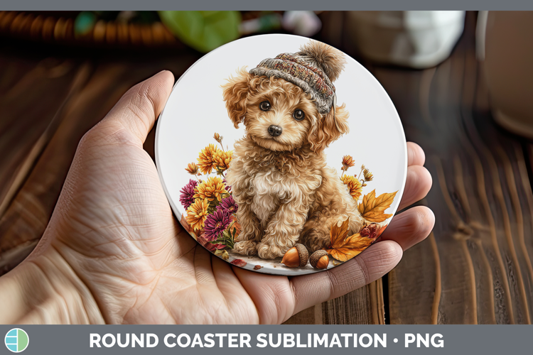 Poodle Dogs 01 Knit Hat Round Coaster Sublimation Design