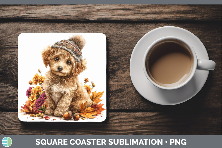 Poodle Dogs 01 Knit Hat Square Coaster Sublimation Design