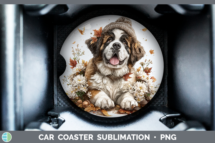 Saint Bernard Dogs 01 Knit Hat Car Coaster Sublimation Desig