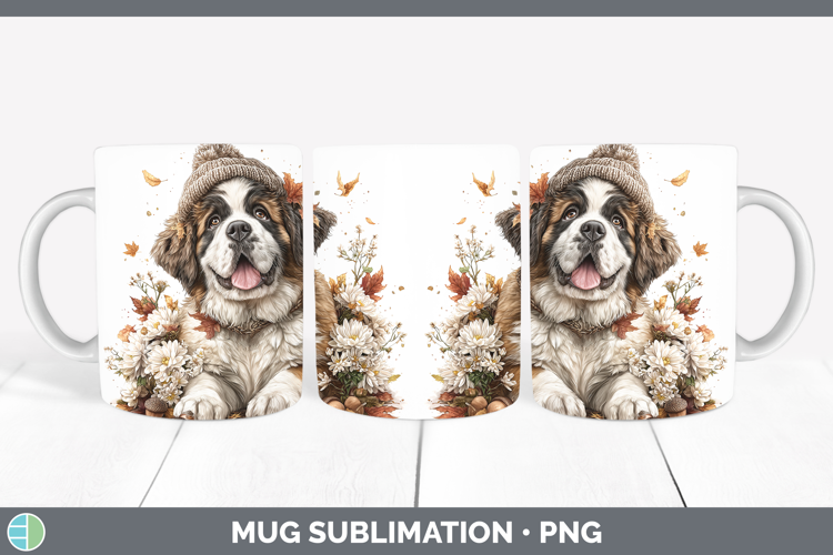 Saint Bernard Dogs 01 Knit Hat Mug Wrap Sublimation Design